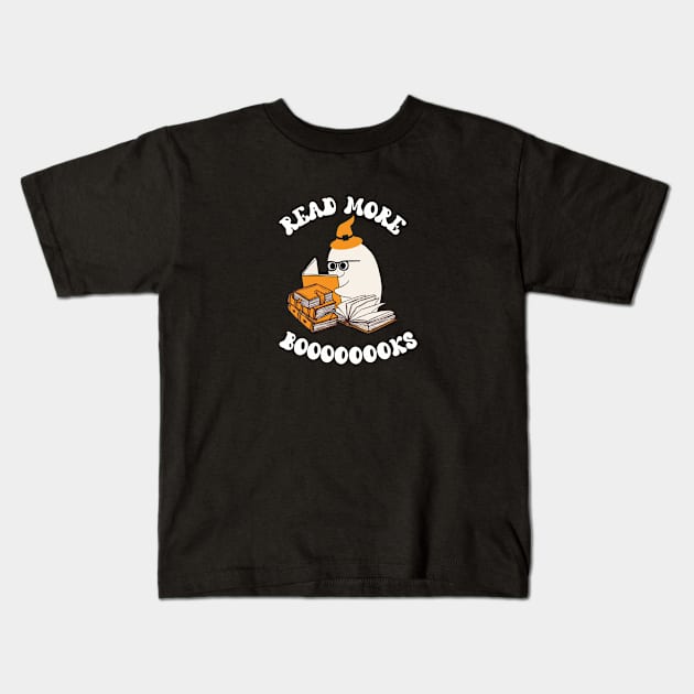 Teacher Halloween Ghost - Read More Boooooooks Kids T-Shirt by Public Merch